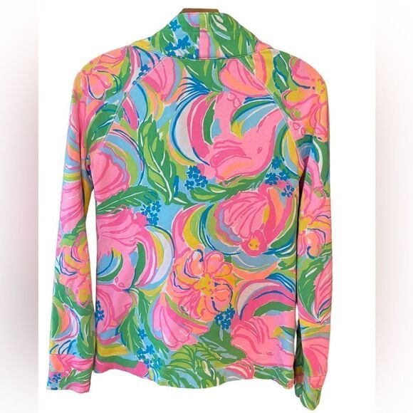 Lilly Pulitzer XXS Pink Skipper Palm Beach Kangaroo Pocket Pullover Jacket - Picture 2 of 7